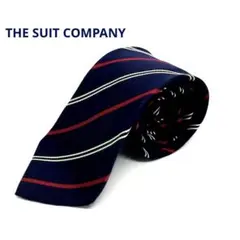 THE SUIT COMPANY ネクタイ　紺×赤×白　ストライプ　絹100%