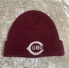 CUBAロゴ刺繍ビーニー（バーガンディ）