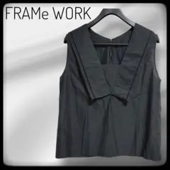 【夏物セール】FRAMeWORK 襟付きノースリーブブラウス 黒 M 日本製