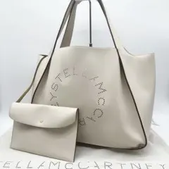 【美品✨】ステラマッカートニー ロゴトートバック A4可 アイボリー ポーチ付