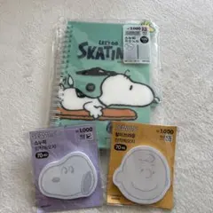 韓国ダイソー限定！PEANUTS スヌーピーノートとメモ用紙セット