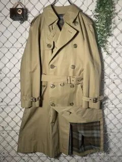 ヴィンテージ DURBAN トレンチコート 裏地チェック ライトカーキ M程