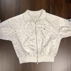 RETRO GIRL 花柄 ジップアップ トップス ホワイト ショート丈のサムネイル