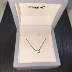 カナル4℃　ネックレス　シルバー　ピンクゴールド　ジルコニア　一石　一粒　箱付き