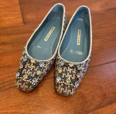 ★美品★マノロブラニク　ハンギシパンプス　37 デニム　インディゴ　ビジュー 本日限定！Manolo Blahnik 白レース ハンギシ 35 美品！最終値下