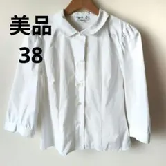 アニエスベー　丸襟　ブラウス 7分袖　38 ホワイト　agnès b. 　丸衿