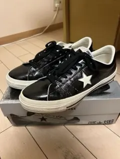 CONVERSE ONE STARレザーブラック　クラック加工風　箱付き