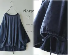 新品値引き　*ＬＬネイビー*前身レース後カットソー異素材トップス　大きいサイズ