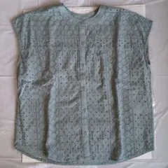 【しまむら】刺繍入りミントグリーンノースリーブブラウス