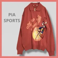 ピアスポーツ バニー プールボールデザイン 刺繍 朱色 トレーナー