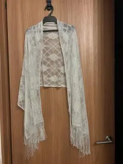シルバー レース フリンジ ストール