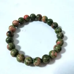 天然石パワーストーン　グリーン　まだら模様ブレスレット　数珠玉 　即購入ＯＫ