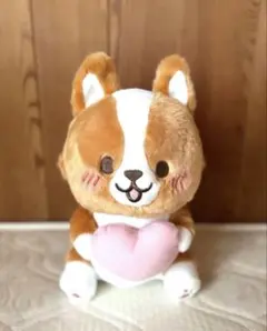 コーギーぬいぐるみ ハート型クッション付き