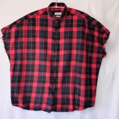 ZARA MAN 赤黒チェック 半袖シャツ