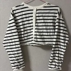 GRL/F/フリーサイズ/ボーダー柄クロップド長袖トップス/カーディガン