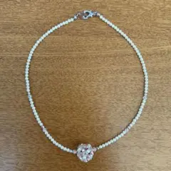 ハンドメイド ビーズ フラワーモチーフネックレス