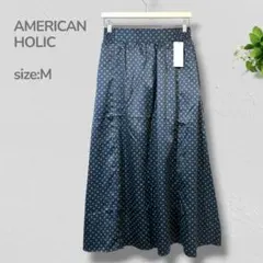 【タグ付き】AMERICAN HOLIC ドット フレアスカート ロング Mのサムネイル