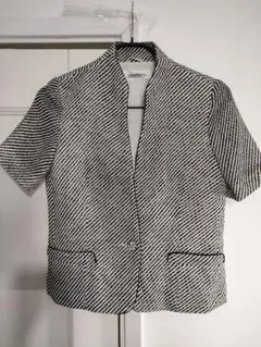 希少80s✦RobesPierreロベスピエールバイアスボーダー半袖ジャケットのサムネイル