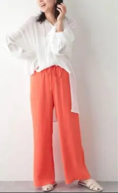 美品！LEPSIM☆オレンジ ワイドイージーパンツ サイズF 薄手