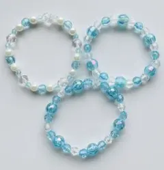 子供用ブレスレット⭐︎３つセット　水色ブルー海ウォーター青アクア　腕輪