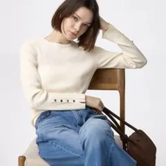 GU リブニットボタンスリーブプルオーバー