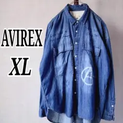 AVIREX　グラフィティペイントシャツ　ダンガリー　オーバーサイズ　XLのサムネイル