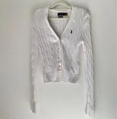 ラルフローレン コットンケーブルニットカーディガン　ホワイト