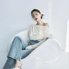 polaura ポローラ　アシンメトリードレープロングスリーブトップス