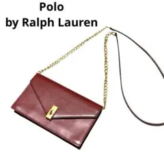 Polo Ralph Lauren レザーチェーンウォレットバッグ ワインレッド