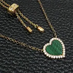 APMモナコ APMMonaco ミニ マラカイト ハート調節可能ネックレス