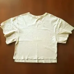 earth music&ecology レース袖Tシャツ アイボリー