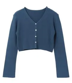 新品未使用 andme リネンタッチショート丈長袖ニットカーディガン