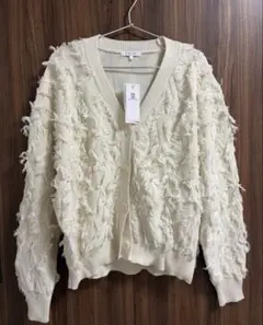 GLOBAL WORK ジャガードフリンジカーディガン