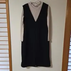 Vネック ノースリーブ ロングワンピース 長袖(授乳服)　2点セット　マタニティ