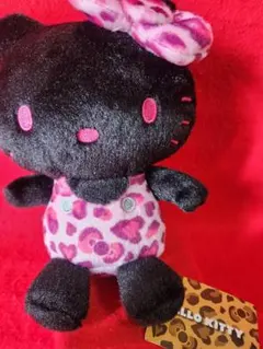 ハローキティ ヒョウ柄 お座りぬいぐるみ ブラック　サンリオ