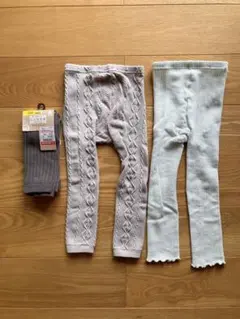 100リブ編み・ケーブル編みニットレギンス3点セット