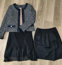 ツイードジャケットとブラックスカートのセット　ママスーツ　38サイズ