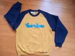 スウェット/トレーナー⭐イエロー＆ネイビー⭐メンズM/前後ロゴ☺️裏起毛