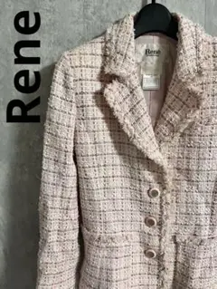 Rene ジャケット　ツイード　白　ピンク　チェック柄のサムネイル