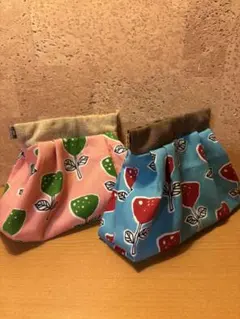 handmade★北欧風お花柄★バネ口ポーチ★2個セット★ハンドメイド
