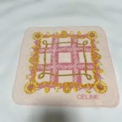 新品セリーヌCELINEタオルハンカチ　ピンク