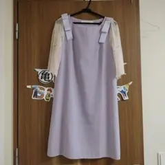 tocco closet 薄紫 レース袖 肩リボン付き ワンピース　M