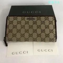 GUCCI グッチ GGキャンバス ラウンドファスナー 長財布 レディース