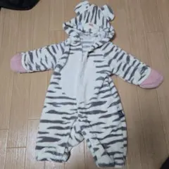 ゼブラ柄フリース着ぐるみ 70cm以下 ホワイトタイガー