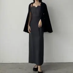 Iライン キャミワンピ チャコール