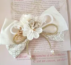 卒業式髪飾り♡和装髪飾り和風リボンとかすみ草とつまみ細工の髪飾り　卒業式　成人式