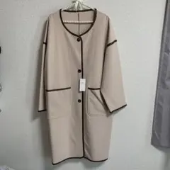 新品INGNI ノーカラーパイピングコート　ベージュMのサムネイル