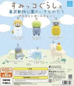 すみっコぐらしと東武動物公園のいきものたちマスコットボールチェーン全6種セット