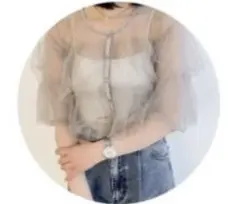 Heather チュールフリルブラウス　グレーのサムネイル
