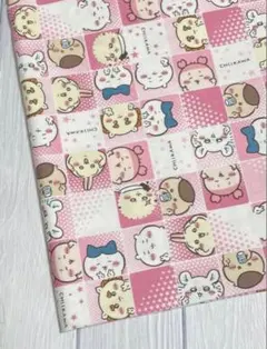 オックス生地 ちいかわ 集合 ピース ピンク